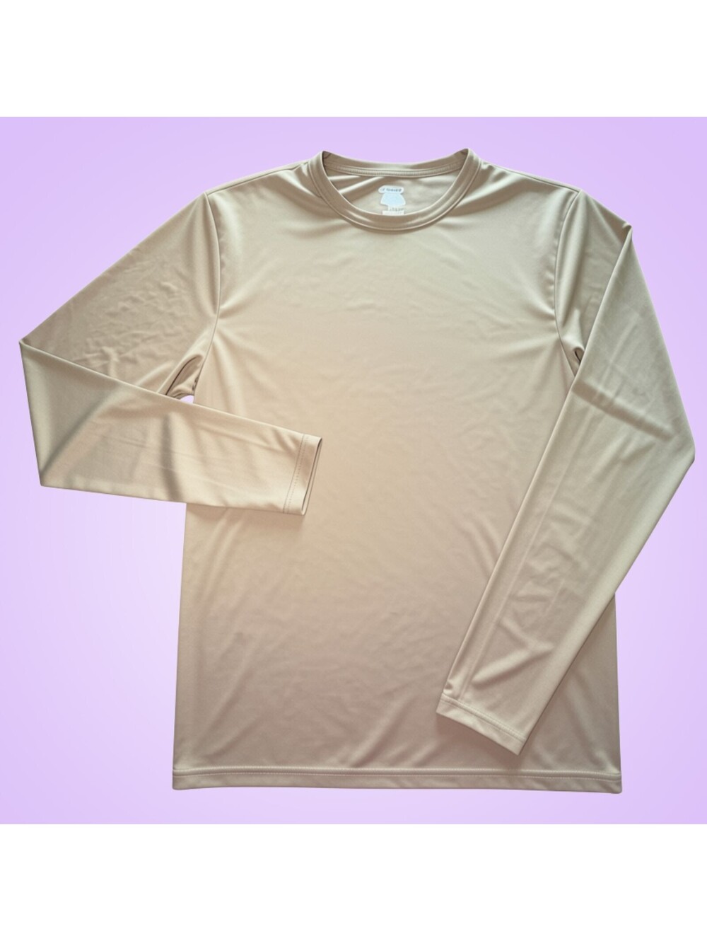 Soffe Mens Medium Tan Long Sleeve Performance Shirt 100% Polyester USA